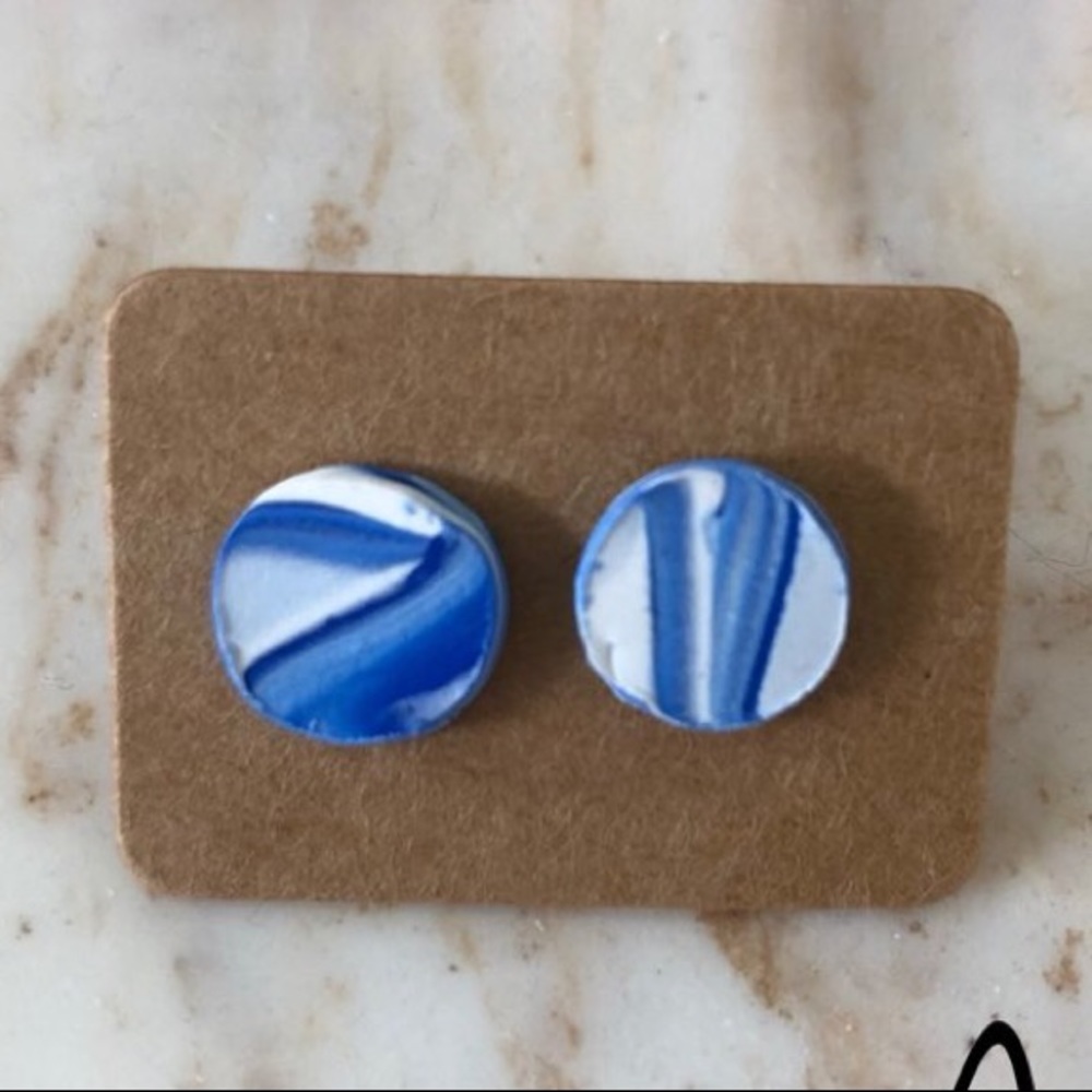 Unique handmade clay earrings  studs